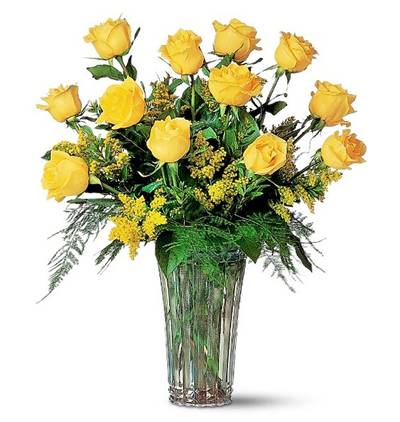 Kemer Çiçekçi Vazoda 12 Sarı Gül