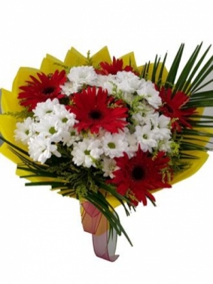  Kemer Çiçek - Gerbera ve Krizantem buketi