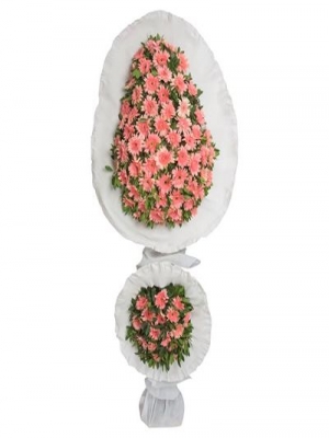  Kemer Çiçekçiler - Pembe Gerbera İkili Sepet/Çelenk